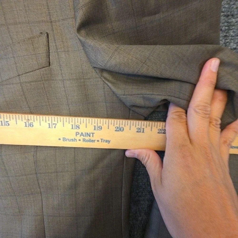 Pronto Uomo Suit Mens 40 34x29 Brown Wool Check 2 Piece Jacket Pants Formal